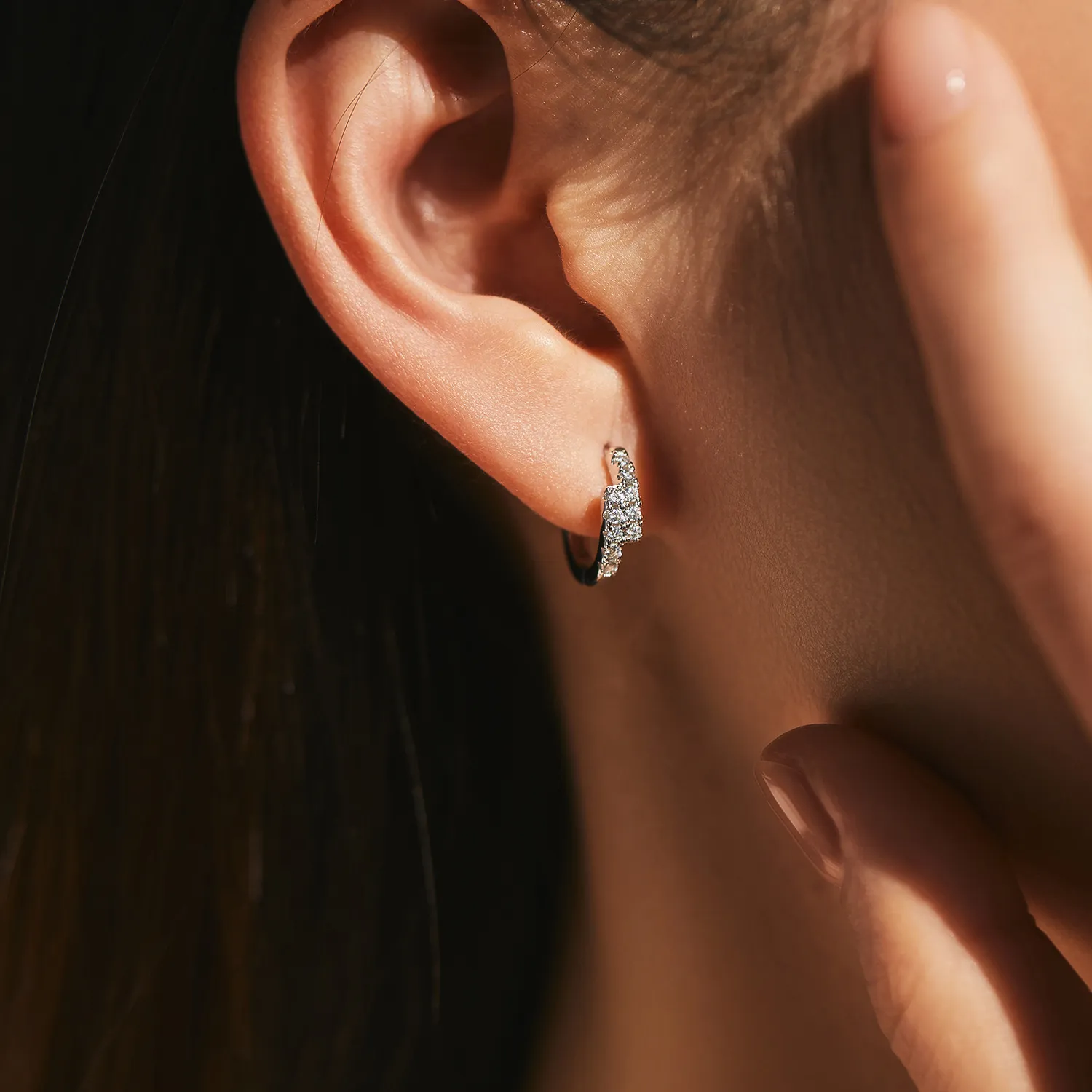 S925 Two Rows Moissanite Hoop Earring 110100022 - image1
