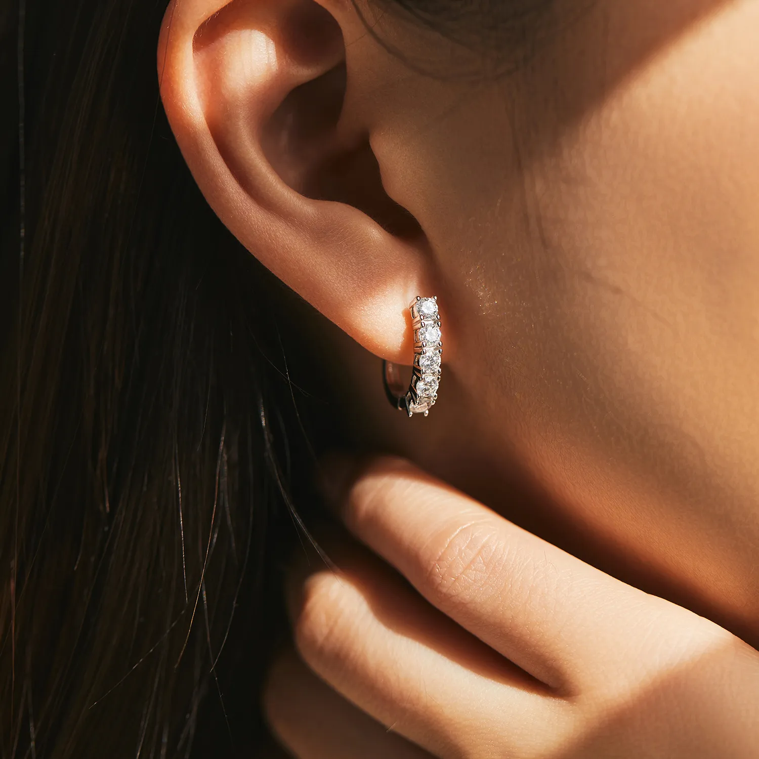 S925 Moissanite U Shape Hoop Earring 110100023 - image1