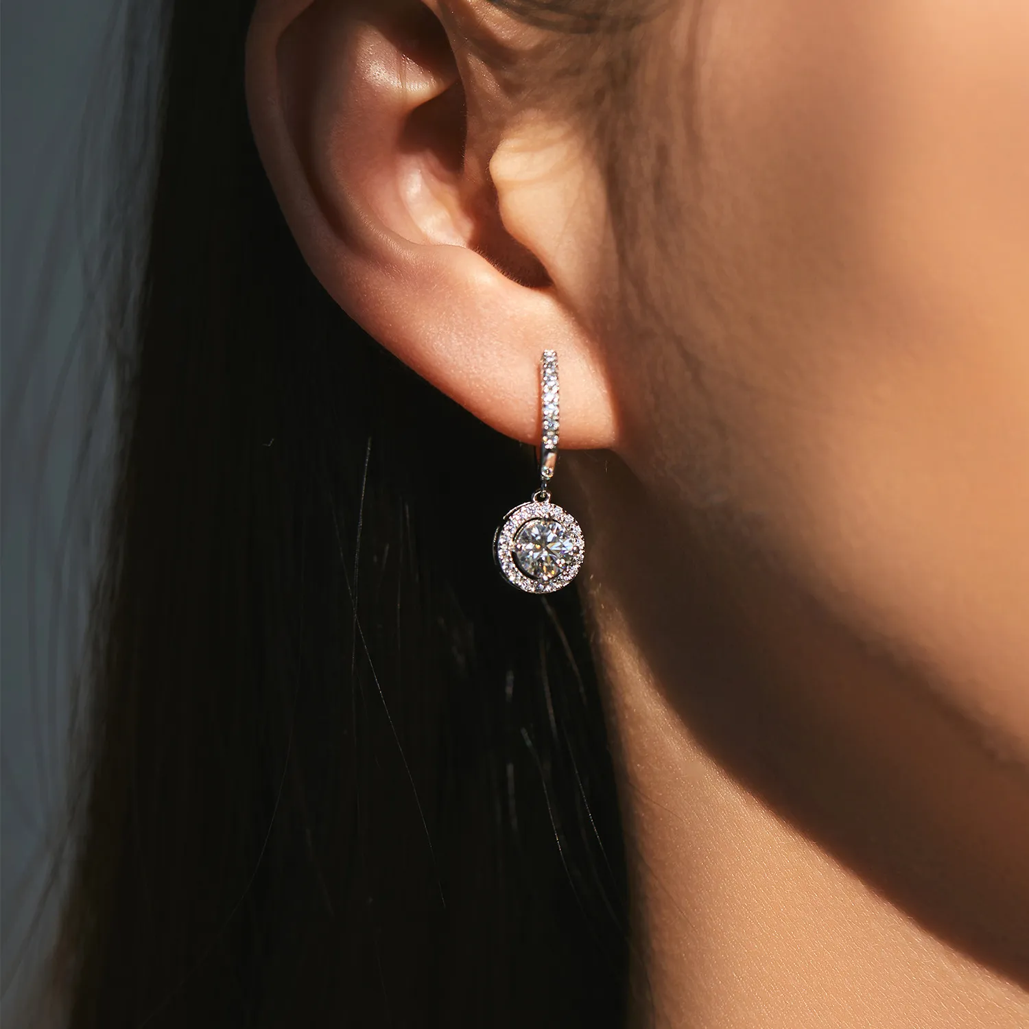 S925 Moissanite Hoop Dangle Earring 110100029 - image1