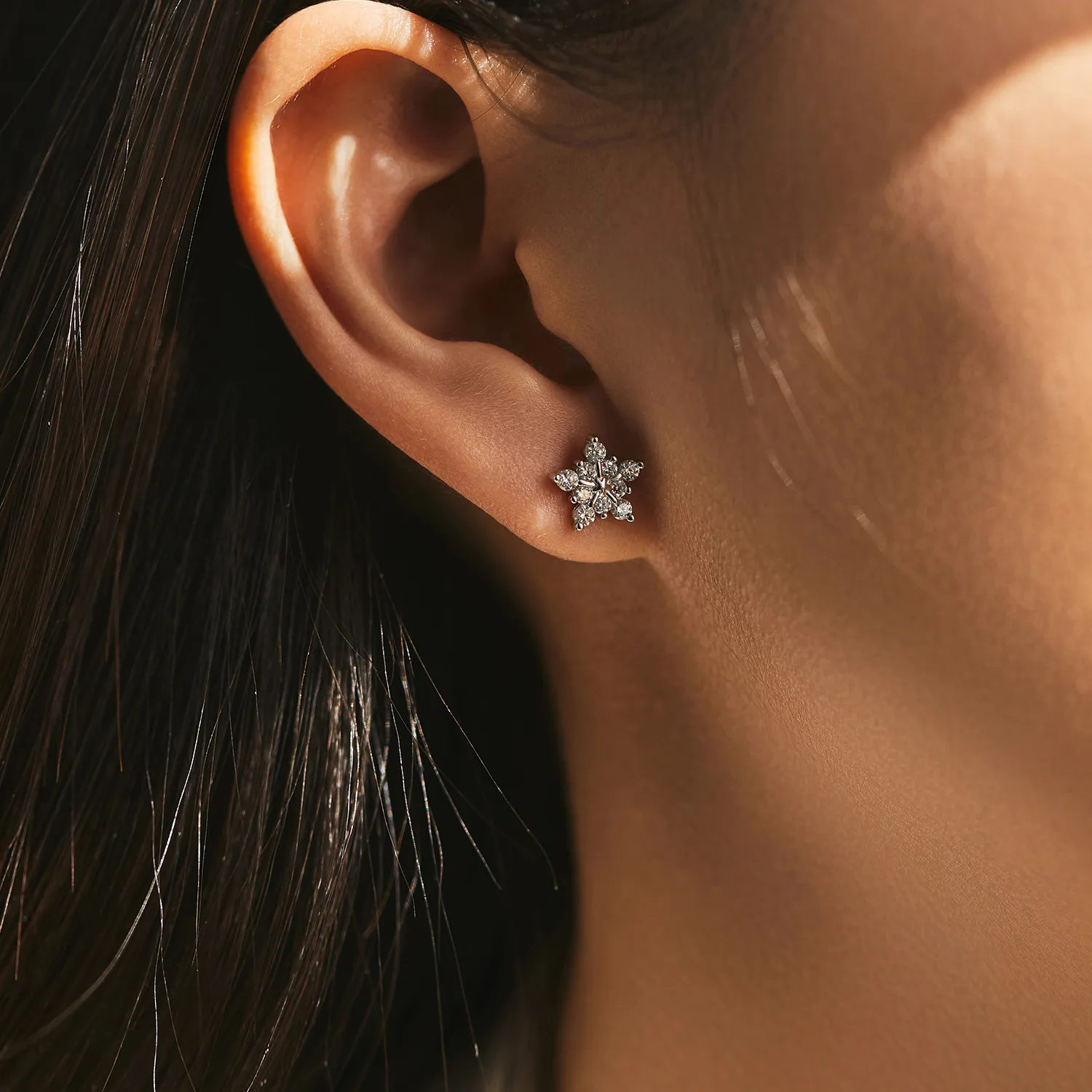 S925 Moissanite Snowflake Stud Earring 110100030 - image1