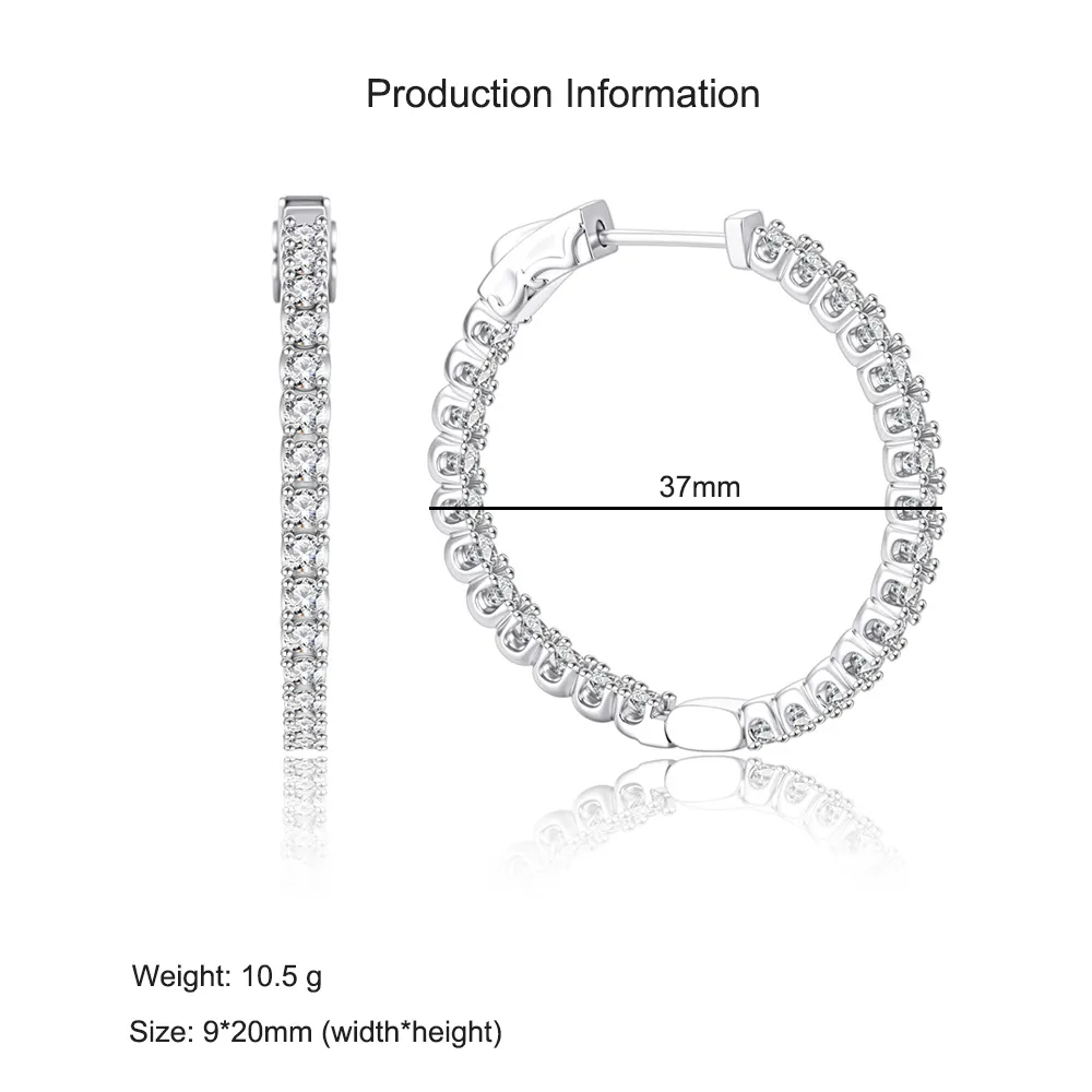 925 Sterling Silver Full Pave Moissanite Hoop Earring 110100037 - image2