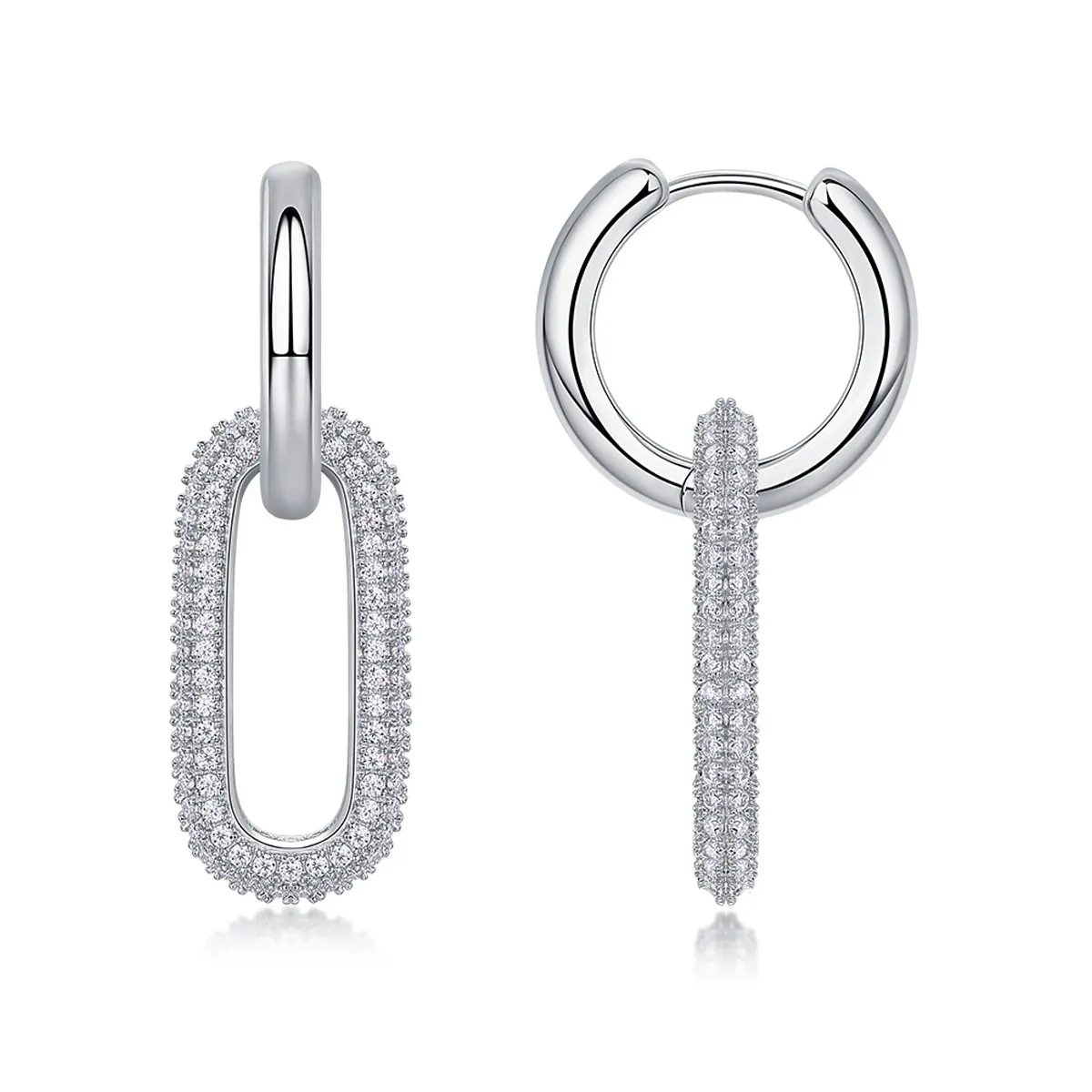 925 Sterling Silver Moissanite O-Shaped Hoop Earring 110100038