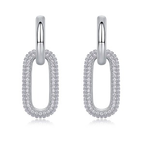 925 Sterling Silver Moissanite O-Shaped Hoop Earring 110100038