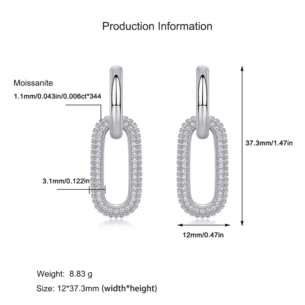 925 Sterling Silver Moissanite O-Shaped Hoop Earring 110100038 - image2