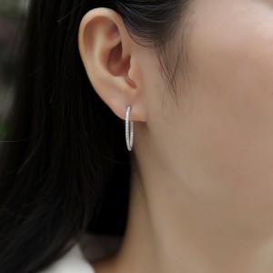 Wholesale 925 Sterling Silver Moissanite Hoop Earring 110100039