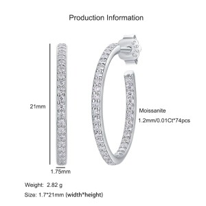 Wholesale 925 Sterling Silver Moissanite Hoop Earring 110100039