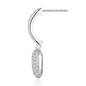 925 Sterling Silver Paved Heart Moissanite Earring 110100041