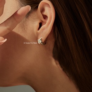 925 Sterling Silver Solitaire Moissanite Hoop Earrings 110100043