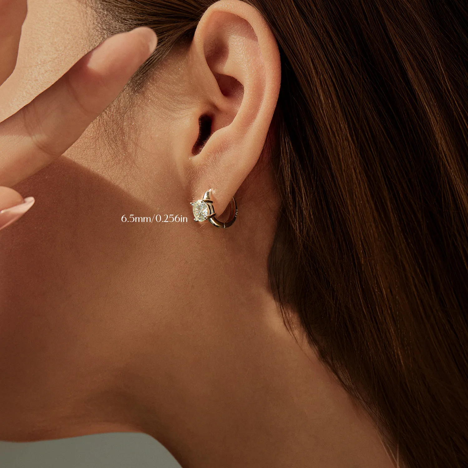 925 Sterling Silver Solitaire Moissanite Hoop Earrings 110100043 - image1