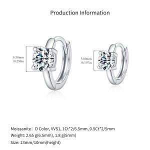 925 Sterling Silver Solitaire Moissanite Hoop Earrings 110100043