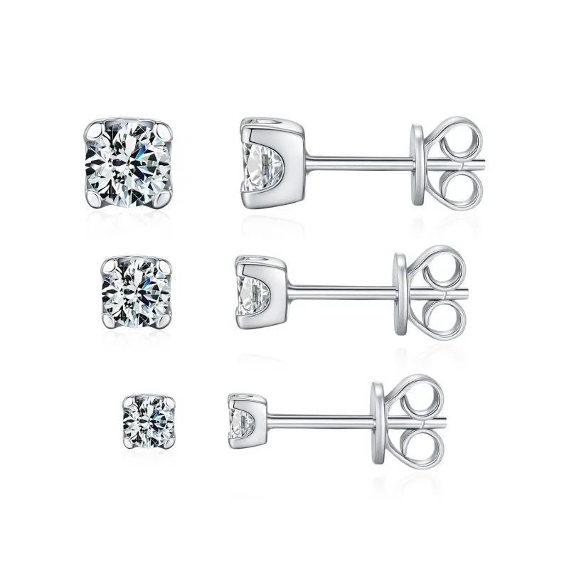 925 Sterling Silver Round Cut Solitaire Moissanite Earrings 110100048 925 Sterling Silver Round Cut Solitaire Moissanite Earrings 110100048