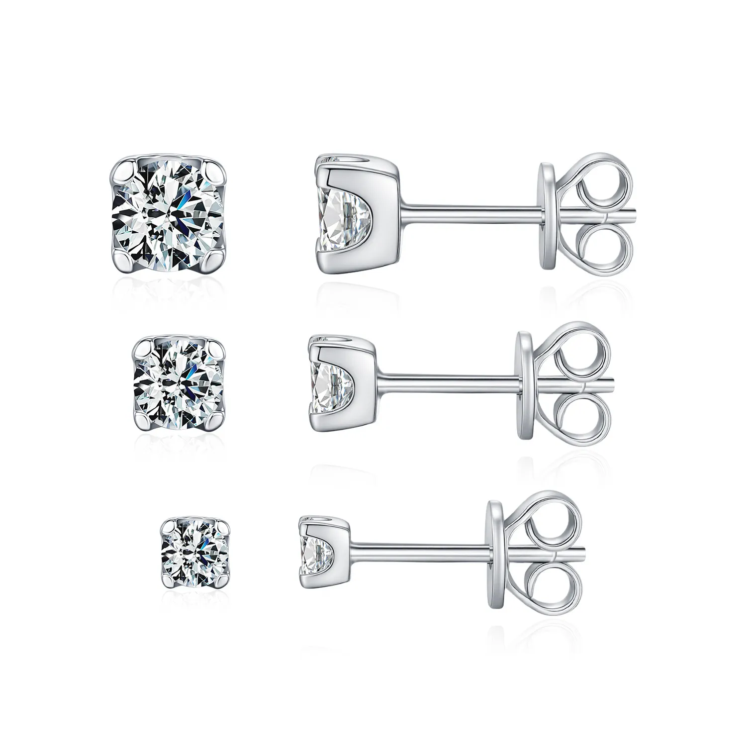 925 Sterling Silver Round Cut Solitaire Moissanite Earrings 110100048 925 Sterling Silver Round Cut Solitaire Moissanite Earrings 110100048