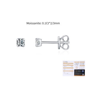 925 Sterling Silver Round Cut Solitaire Moissanite Earrings 110100048 925 Sterling Silver Round Cut Solitaire Moissanite Earrings 110100048