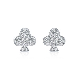 925 Sterling Silver Hip Hop Poker Flower Moissanite Stud Earrings 110100049 925 Sterling Silver Hip Hop Poker Flower Moissanite Stud Earrings 110100049