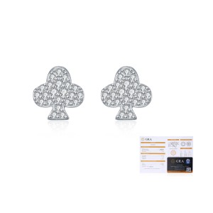 925 Sterling Silver Hip Hop Poker Flower Moissanite Stud Earrings 110100049 925 Sterling Silver Hip Hop Poker Flower Moissanite Stud Earrings 110100049