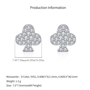 925 Sterling Silver Hip Hop Poker Flower Moissanite Stud Earrings 110100049 925 Sterling Silver Hip Hop Poker Flower Moissanite Stud Earrings 110100049