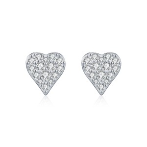 925 Sterling Silver Full Pave Moissanite Heart Stud Earrings 110100053 925 Sterling Silver Full Pave Moissanite Heart Stud Earrings 110100053
