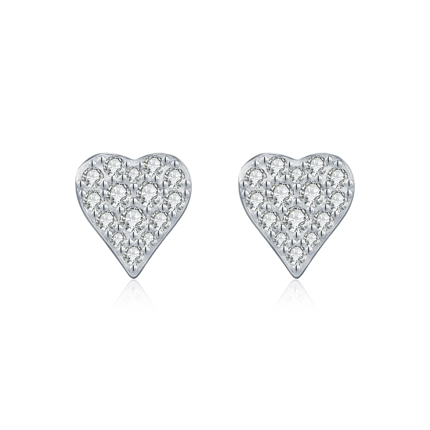 925 Sterling Silver Full Pave Moissanite Heart Stud Earrings 110100053 925 Sterling Silver Full Pave Moissanite Heart Stud Earrings 110100053