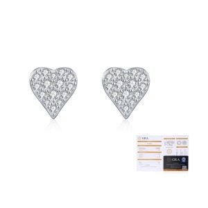 925 Sterling Silver Full Pave Moissanite Heart Stud Earrings 110100053 925 Sterling Silver Full Pave Moissanite Heart Stud Earrings 110100053