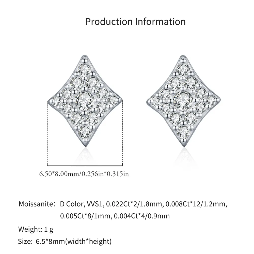 925 Sterling Silver Hip Hop Pave Moissanite Diamond Suit Studs 110100055 - image2