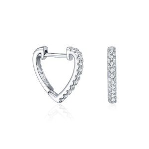 925 Sterling Silver Pave Moissanite Heart Shape Huggie Hoops 110100057 925 Sterling Silver Pave Moissanite Heart Shape Huggie Hoops 110100057