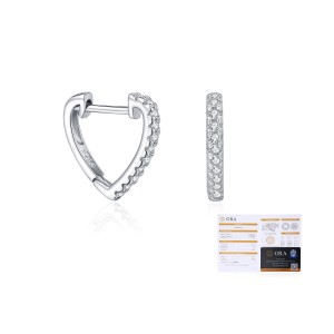 925 Sterling Silver Pave Moissanite Heart Shape Huggie Hoops 110100057 925 Sterling Silver Pave Moissanite Heart Shape Huggie Hoops 110100057