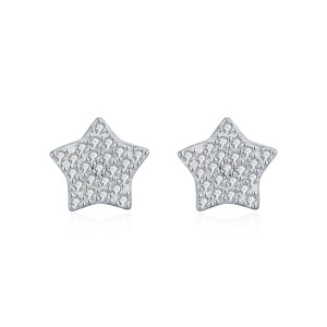 925 Sterling Silver Pave Set Moissanite Star Stud Earrings 110100058 925 Sterling Silver Pave Set Moissanite Star Stud Earrings 110100058