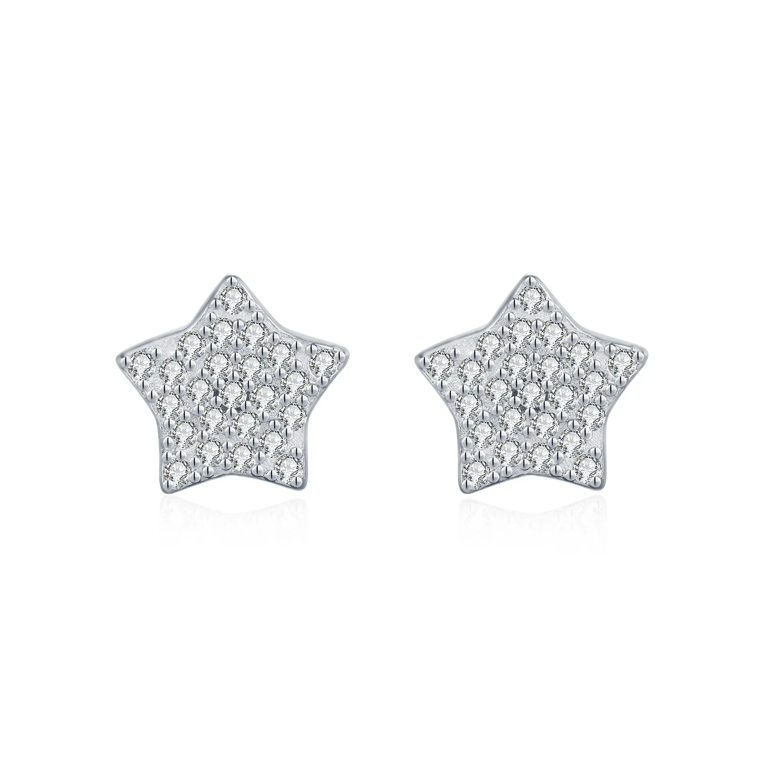 925 Sterling Silver Pave Set Moissanite Star Stud Earrings 110100058 925 Sterling Silver Pave Set Moissanite Star Stud Earrings 110100058