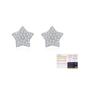 925 Sterling Silver Pave Set Moissanite Star Stud Earrings 110100058 925 Sterling Silver Pave Set Moissanite Star Stud Earrings 110100058