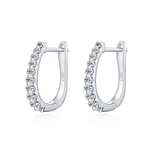 925 Sterling Silver Single Row Moissanite Eternity Hoop Earrings 110100059 925 Sterling Silver Single Row Moissanite Eternity Hoop Earrings 110100059