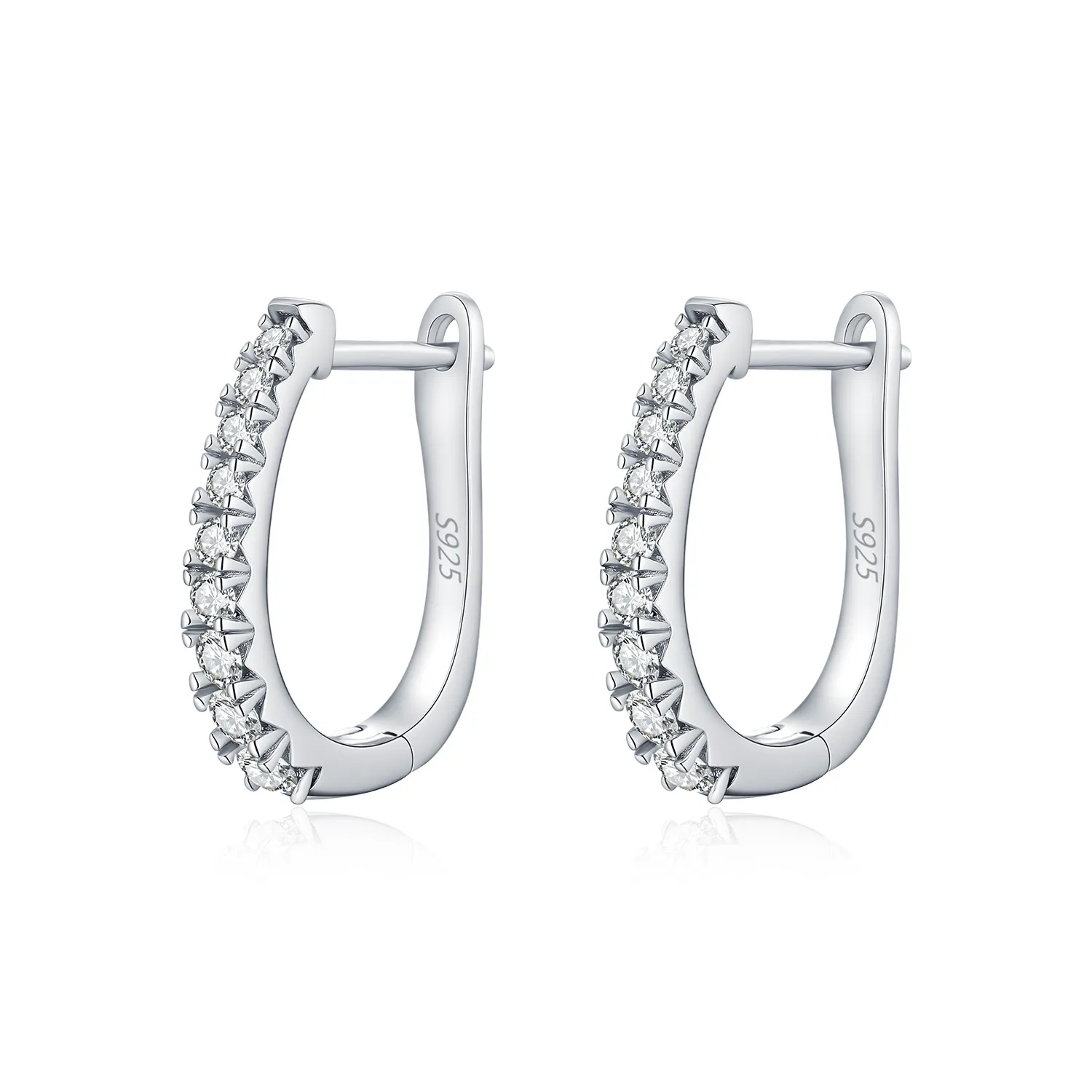 925 Sterling Silver Single Row Moissanite Eternity Hoop Earrings 110100059 925 Sterling Silver Single Row Moissanite Eternity Hoop Earrings 110100059