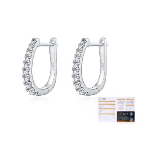 925 Sterling Silver Single Row Moissanite Eternity Hoop Earrings 110100059 925 Sterling Silver Single Row Moissanite Eternity Hoop Earrings 110100059