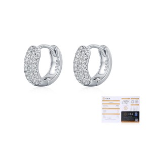 925 Sterling Silver Pave Set Moissanite Ear Buckle Hoops 110100063 925 Sterling Silver Pave Set Moissanite Ear Buckle Hoops 110100063