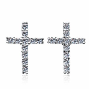 925 Sterling Silver Moissanite Cross Stud Earrings 110100064 925 Sterling Silver Moissanite Cross Stud Earrings 110100064