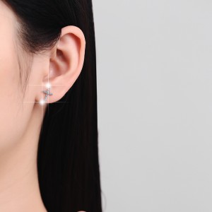 925 Sterling Silver Moissanite Cross Stud Earrings 110100064 925 Sterling Silver Moissanite Cross Stud Earrings 110100064