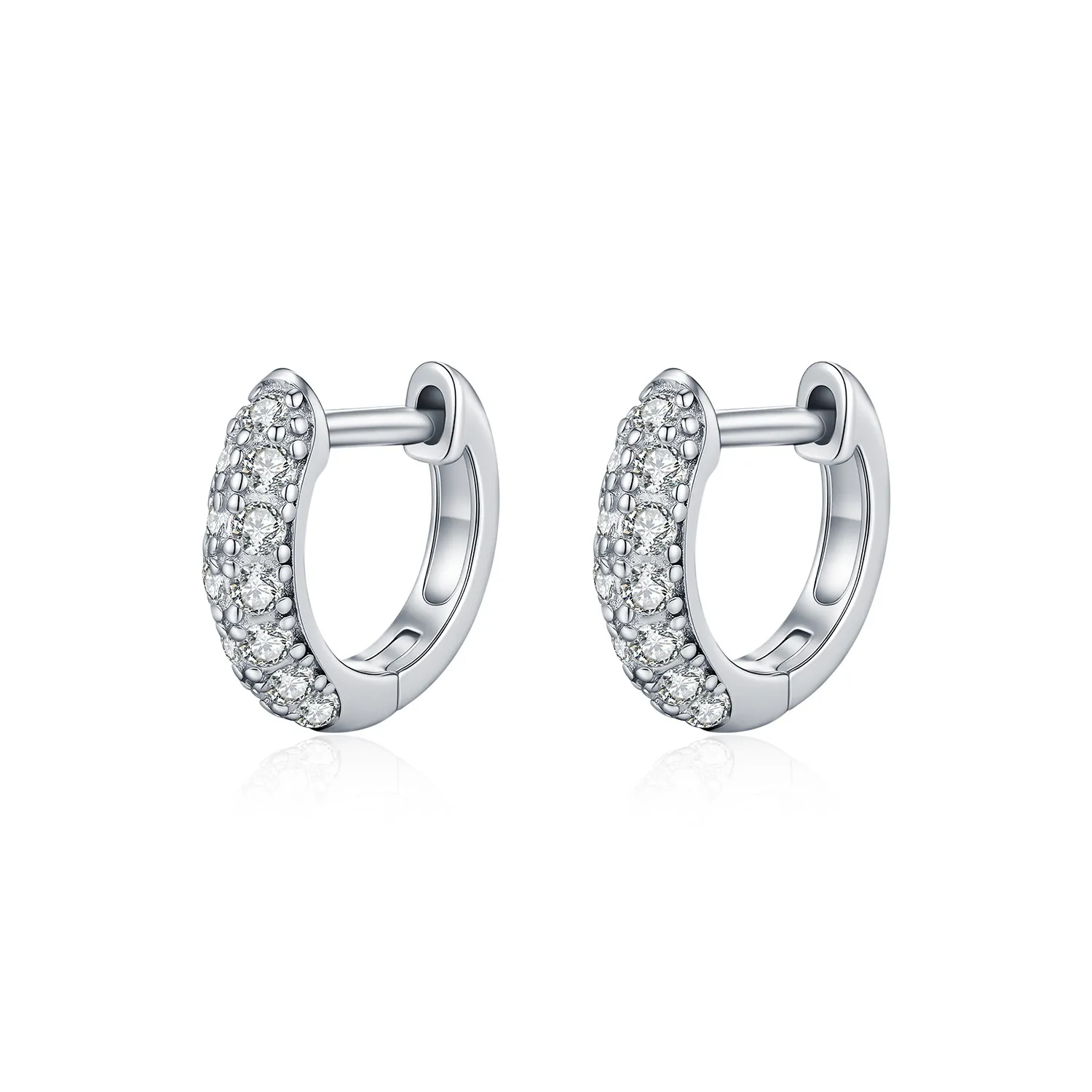 925 Sterling Silver Minimalist Moissanite Huggie Hoop Earrings 110100065