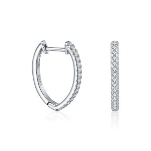925 Sterling Silver Single Row Moissanite Huggie Hoop Earrings 110100066