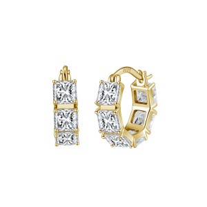 925 Sterling Silver Square Moissanite Hoop Earrings 110100067