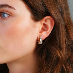 925 Sterling Silver Square Moissanite Hoop Earrings 110100067