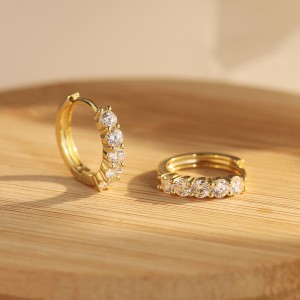 925 Sterling Silver 5-Stone Moissanite Hoop Earrings 110100069