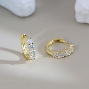 925 Sterling Silver 5-Stone Moissanite Hoop Earrings 110100069