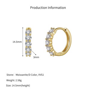 925 Sterling Silver 5-Stone Moissanite Hoop Earrings 110100069