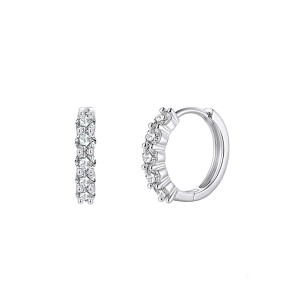 925 Sterling Silver 5-Stone Moissanite Hoop Earrings 110100069