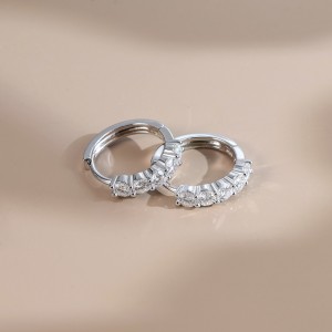 925 Sterling Silver 5-Stone Moissanite Hoop Earrings 110100069