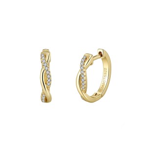 925 Sterling Silver Moissanite Mobius Twist Earrings 110100070