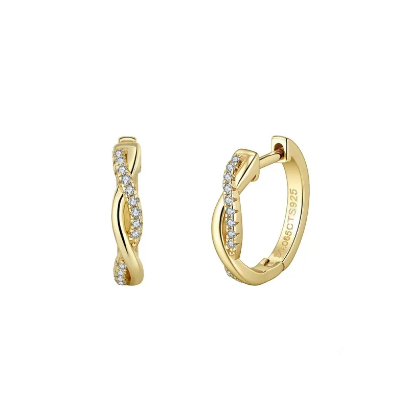 925 Sterling Silver Moissanite Mobius Twist Earrings 110100070