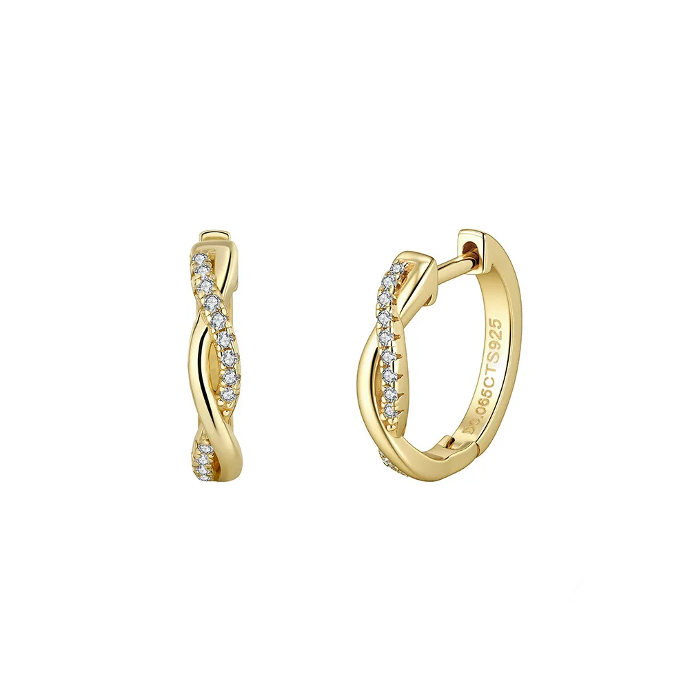 925 Sterling Silver Moissanite Mobius Twist Earrings 110100070
