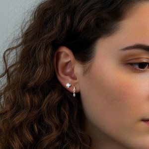 925 Sterling Silver Moissanite Mobius Twist Earrings 110100070