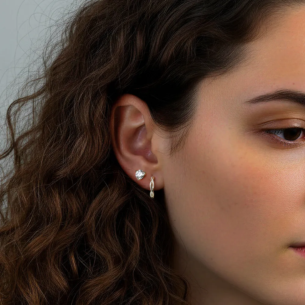 925 Sterling Silver Moissanite Mobius Twist Earrings 110100070 - image2