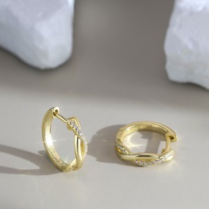 925 Sterling Silver Moissanite Mobius Twist Earrings 110100070